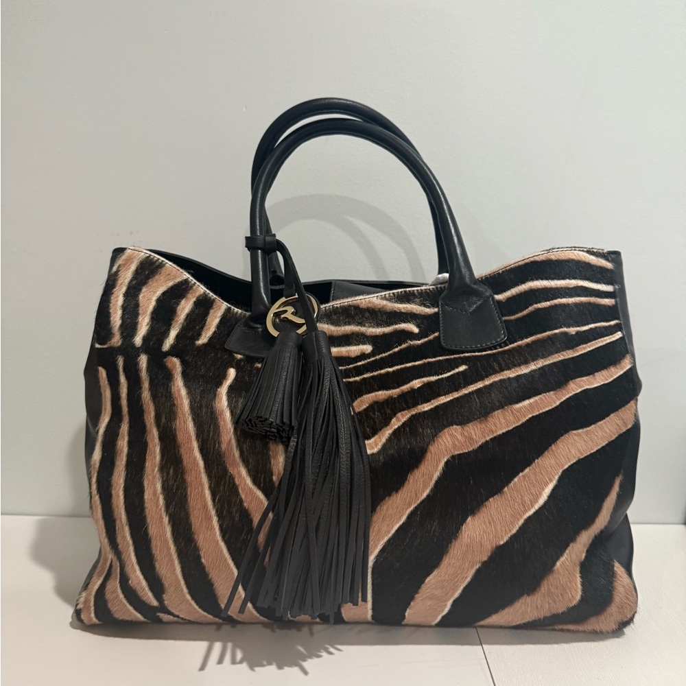 Zebra Print Women's Bag with Black Accents